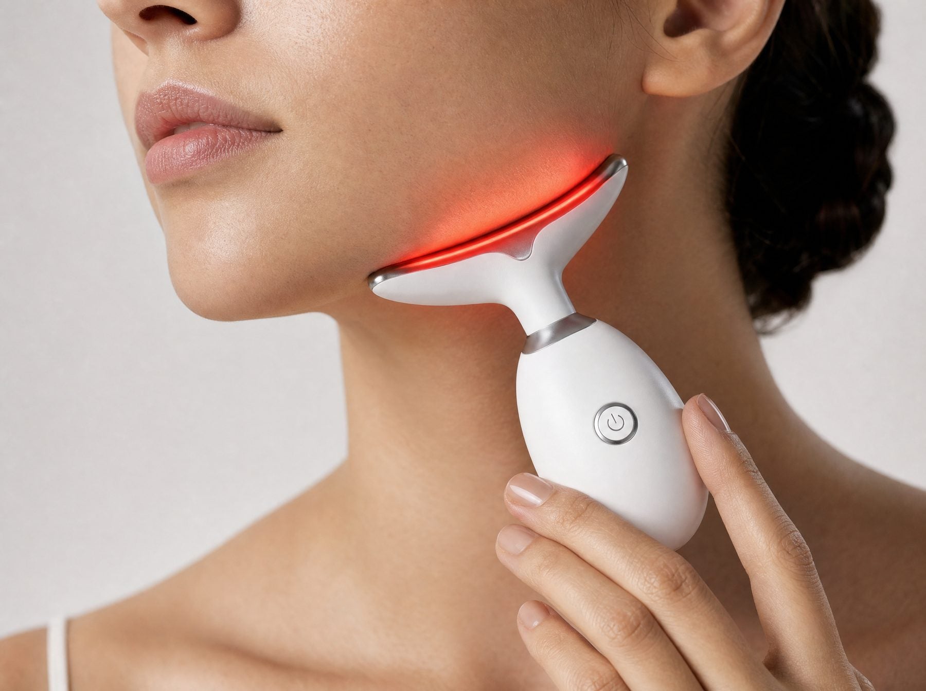 Step 2 — device gliding along the jawline